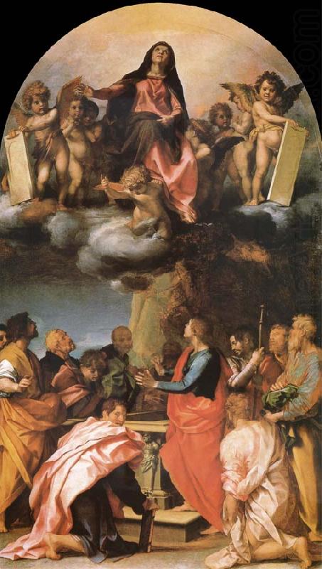 The Asuncion of the Virgin, with holy, Andrea del Sarto